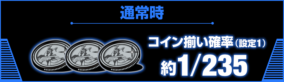 通常時 コイン揃い確立（設定1）約1/235